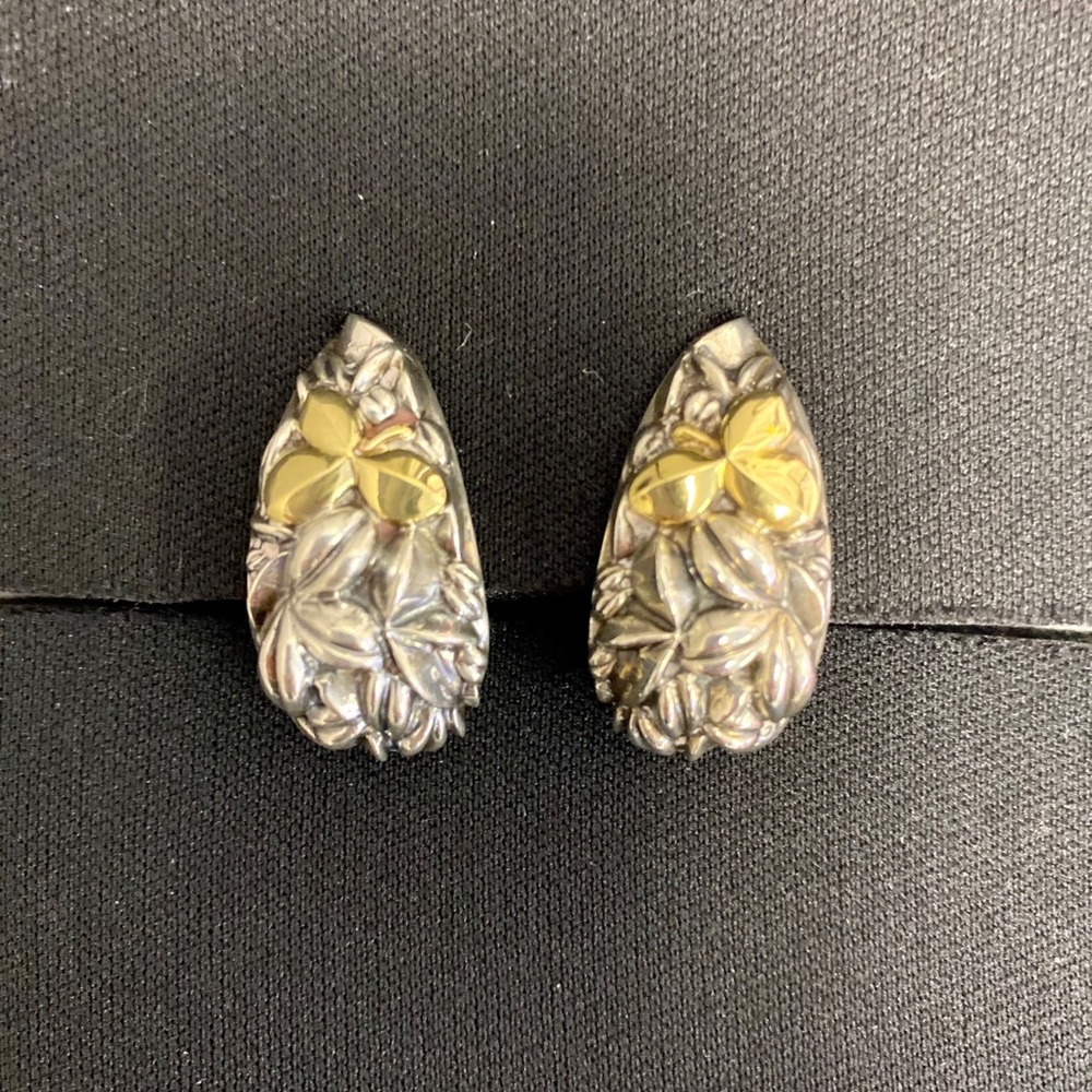 bill blass Retired Earrings 925 & 18 Karat Gold - Picture 7 of 11